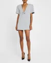 Area Crystal Butterfly V Neck T-shirt Dress Grey Melange In Black