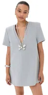 Area Crystal Butterfly V Neck T-shirt Dress Grey Melange In Grey Melange