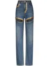 Shop Area Crystal Button Jeans In Blau
