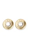 Area Crystal Button Stud Earrings In Gold