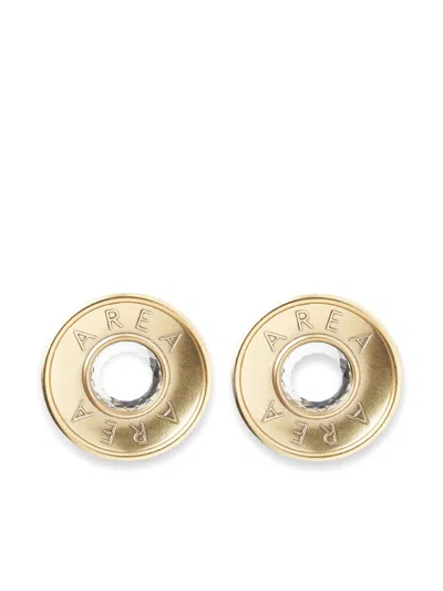 Area Crystal Button Stud Earrings In Gold