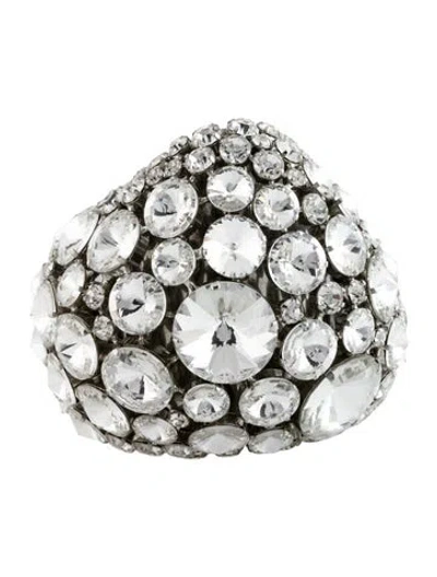 Pre-owned Area Crystal Cluster Cuff Bracelet, 6.5" In Multicolor