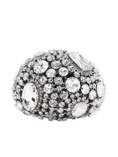 Area Crystal Cluster Cuff Bracelet In Silver