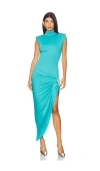 Area Crystal-embellished Draped Midi Dress In Blue