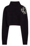 Area Crystal-cluster Flower Turtleneck Sweater In Multi