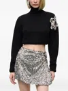 Area Crystal-cluster Flower Turtleneck Sweater In Multi