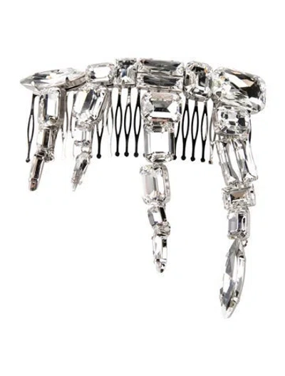 Pre-owned Area Crystal Cluster Hair Piece W/tags In Silver