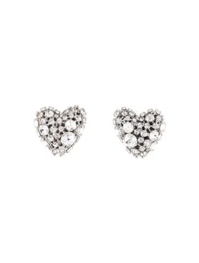 Pre-owned Area Crystal Cluster Heart Earclip Earrings In Multi