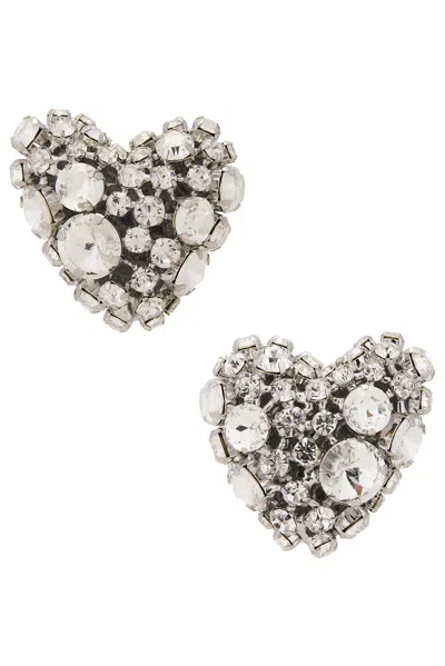 Area Crystal Cluster Heart Earrings