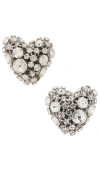 Area Crystal Cluster Heart Earrings In Metallic