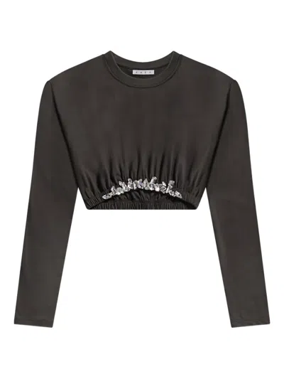 Area Crystal-cluster Long-sleeve T-shirt In Black