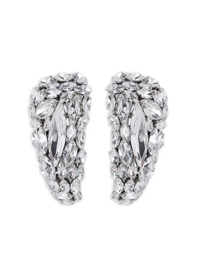 Area Crystal-cluster Triangle Earrings In Metallic