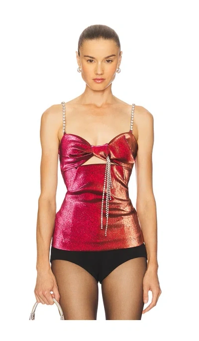 Area Crystal Cutout Top In Red