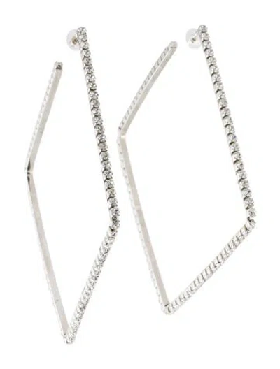 Pre-owned Area Crystal Dewi Square Hoop Earrings In Clear