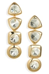Area Crystal Drop Earrings In Gold