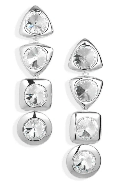 Area Crystal Drop Earrings In Silver