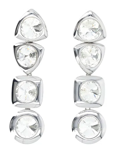 Area Crystal Drop Earrings In Silver