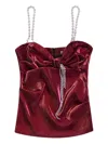 Area Crystal-embellished Bow Top In Red