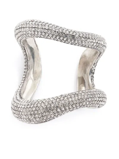 Area Crystal-embellished Bracelet In Antique Silver