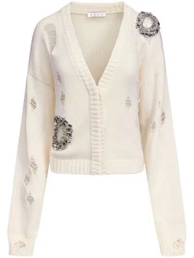 Area Crystal-embellished Cotton And Cashmere Cardigan In Ivory