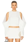 Area Crystal Embellished Cold Shoulder Sweatshirt In Off White