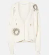 AREA CRYSTAL-EMBELLISHED COTTON AND CASHMERE CARDIGAN