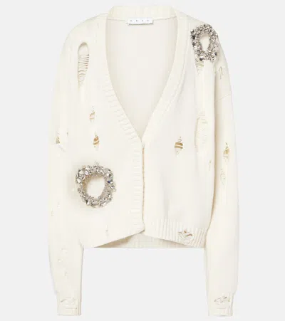 Area Crystal-embellished Cotton And Cashmere Cardigan In Ivory