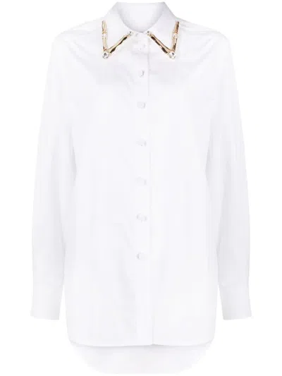 Area Crystal-embellished Cotton Shirt In White