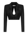 Area Crystal-embellished Cropped Blazer In Black