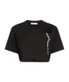 Area Crystal Rosette Cropped T-shirt In Black
