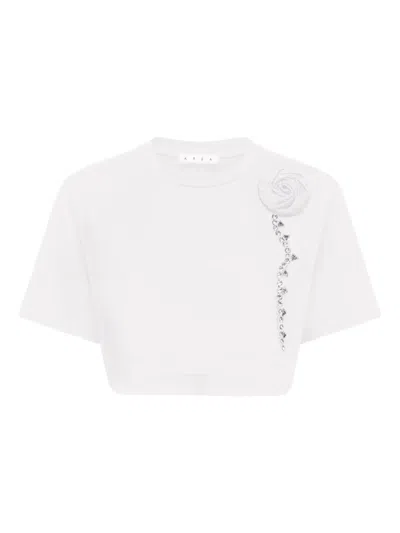 Area Crystal-embellished Cropped T-shirt In White
