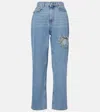 Area Jeans Mit Kristallverzierung In Blau