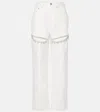 Area Crystal Slit Straight-leg Jeans In White
