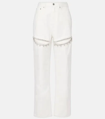 AREA CRYSTAL-EMBELLISHED CUTOUT STRAIGHT JEANS