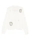 Area Crystal-embellished Distressed-effect Cardigan In Neutral