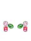 Area Triple Station Crystal Statement Earrings In Green