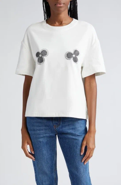 Area Crystal Embellished Flowers Oversize T-shirt In Whipped White