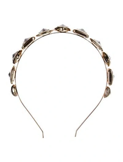 Pre-owned Area Crystal Embellished Headband In Gold