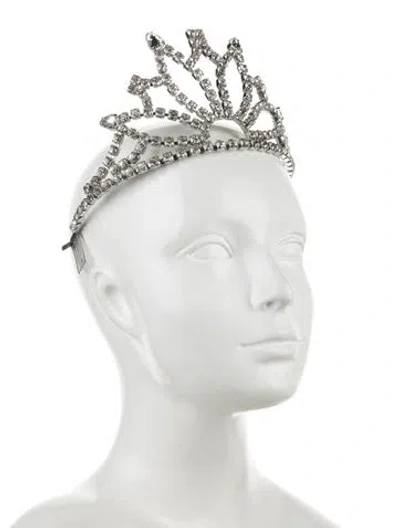 Pre-owned Area Crystal Embellished Headband In Metallic/silver