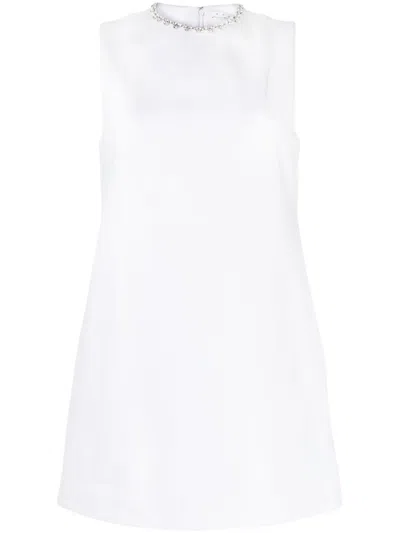 Area Crystal-embellished Cutout Stretch-ponte Mini Dress In White