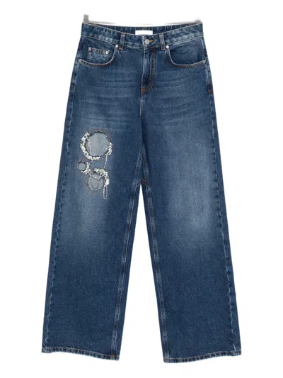 Area Crystal-embellished Jeans In Blue