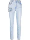 Shop Area Crystal-embellished Jeans In Blue