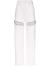 Area Crystal Slit Straight-leg Jeans In White
