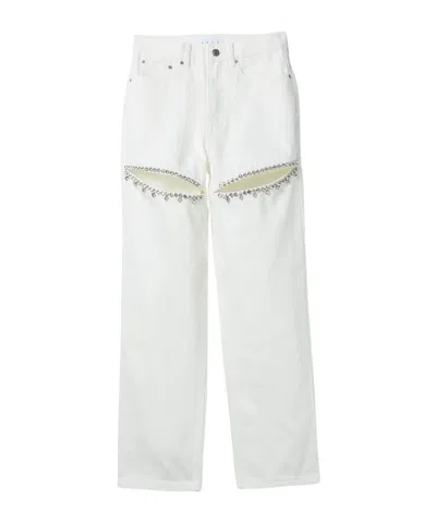 Area Crystal Slit Straight-leg Jeans In White