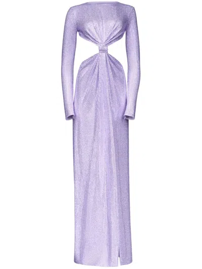 Area Crystal-embellished Cutout Jersey Gown In Purple