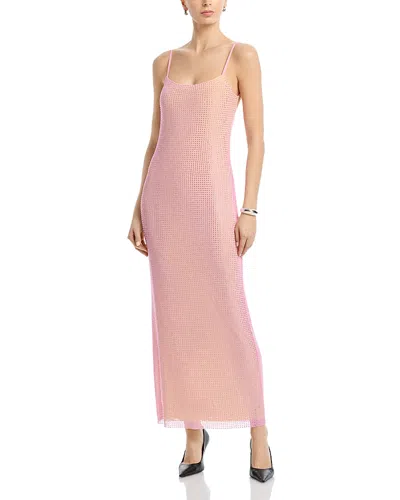 Area Crystal Embellished Low Back Dress In Pink