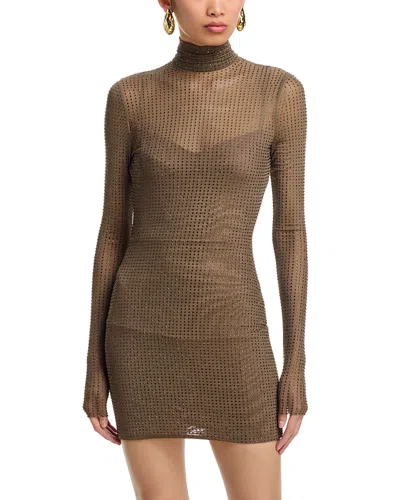 Area Crystal Embellished Mini Dress In Animal Print