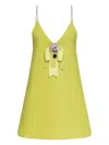 Area Crystal Embellished Bow Minidress In Green