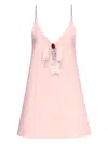 Area Embellished Wool-crepe Mini Dress In Pink