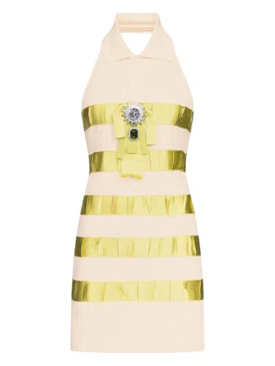 Area Crystal-embellished Polo Dress In Neutrals